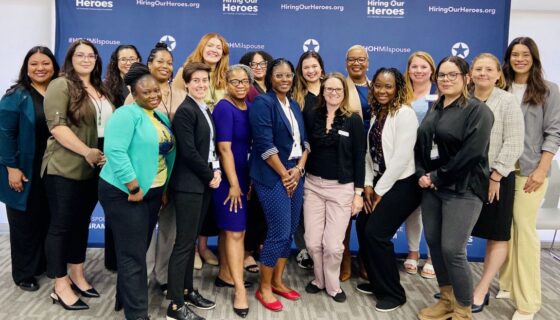 Photo of a large group of military spouses at a Hiring Our Heroes event